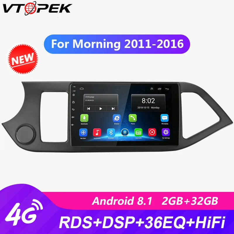

Vtopek 9" 2 Din Android 4G Wifi Car Radio for KIA Morning 2011-2016 Touch Screen GPS Mirror-link Players with Frame RDS DSP
