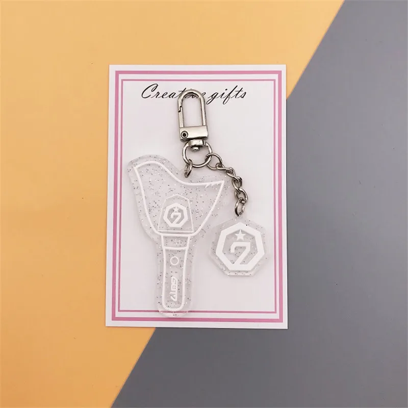 Got7 Bangtan Boys Got 7 Blackpink EXO Twice Seventeen Прозрачный блестящий брелок-светильник в форме палочки для ключей Love Yourself JIMIN - Цвет: Got7