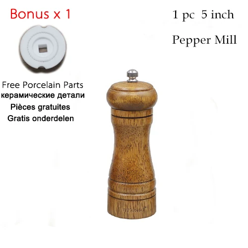 1pcs of 5 inch 1 шт. или 4 шт./компл. классического ДУБА перец мельница для специй мясорубку набор ручной мельницы для приправ Точильщик Пособия по кулинарии Инструменты для барбекю комплект - Цвет: 1pcs of 5 inch