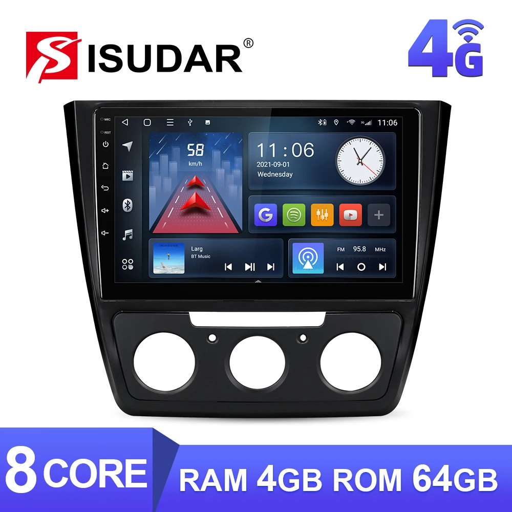 Автомобильный радиоприемник ISUDAR T68 Android10 для Skoda Yeti 2009 2010 2011 2012 2013 GPS-навигация