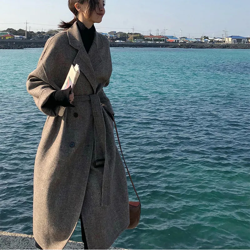 

Popular Warm Thicken Stlylish Woolen Coat Charming Ladies Temperament Elegant Woman Coats New Korean Autumn Winter Women Coat