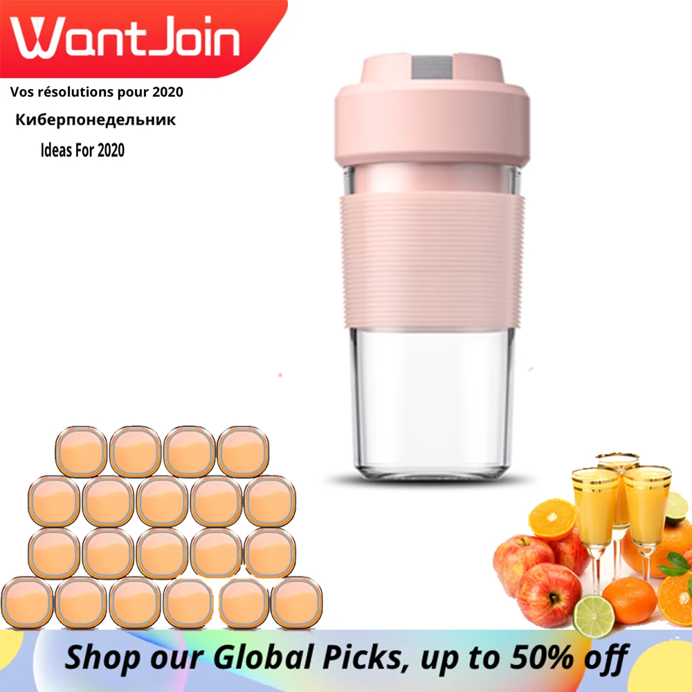

WantJoin Portable Blender Small Fruit Cup Juicer Mixer Food Processor 300Ml Electric Kitchen Juicers Glass Blender Multifunction