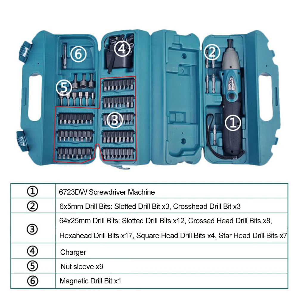 Набор отверток и сверл DF001D 220 об/мин нм 80 шт.|electric screwdriver|rechargeable screwdrivermakita 6723dw |