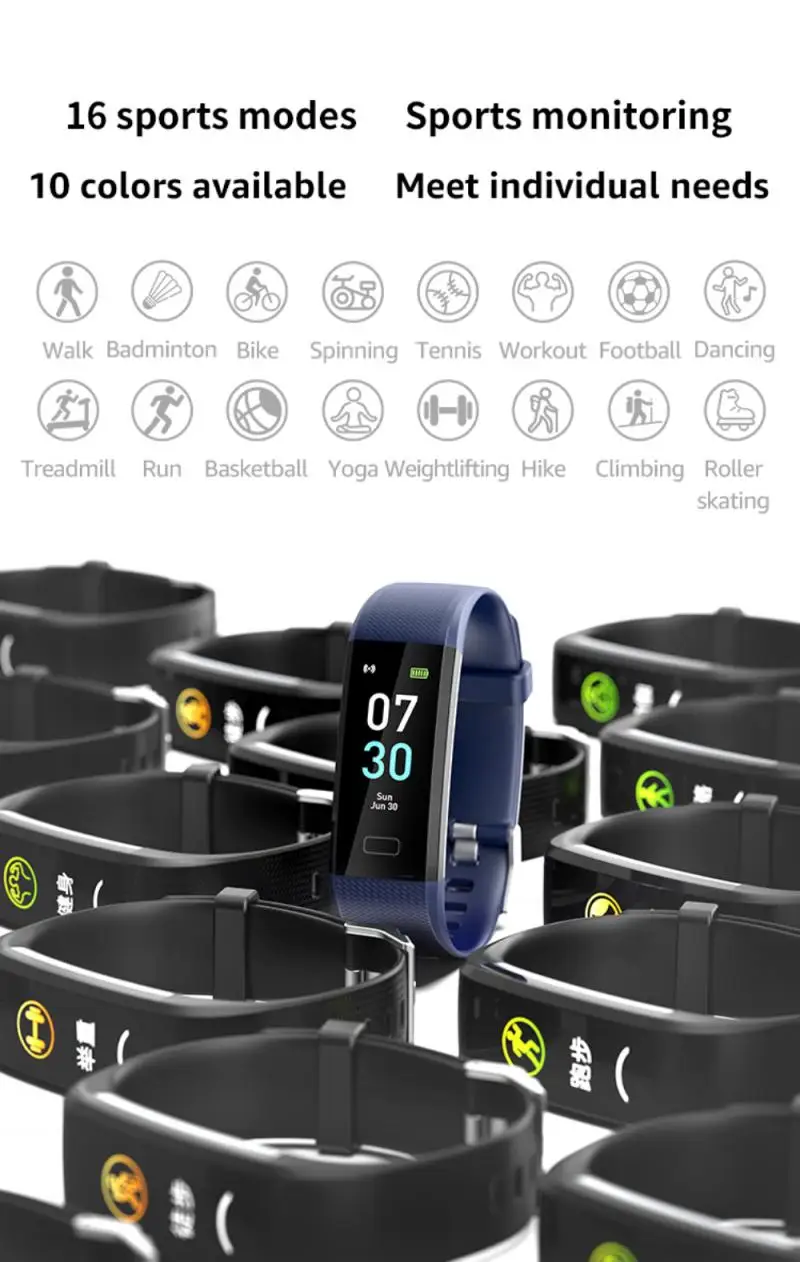 S5 Plus Smart Bracelet Heart Rate Blood Pressure Health Waterproof IP68 Smart Watch S5 Sport Watch Wristband Fitness Tracker MAN