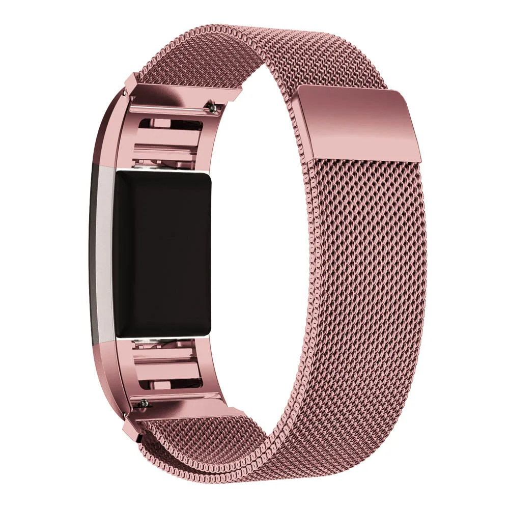 Миланский ремешок для наручных часов для FitBit Charge 2 часы ремешок для часов Регулируемая Замена для Charge 2 браслет - Цвет: Rose Pink