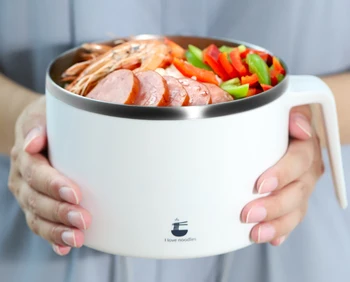 

GIEMZA Large Lunch Box Salad Pot Tableware Kitchen Bowl Leakproof Insulation Basin Instant Noodle Bowl Double Layer