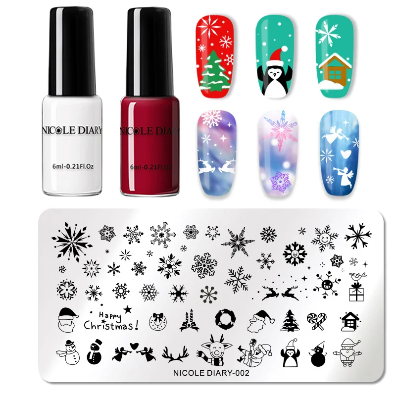 Set 8 Николь дневник 4/3/2 шт. пластины для стемпинга ногтей лак набор Chirstmas для штамповки ногтей шаблон принтер штампа тиснения Лаки комплект - Цвет: Set 8