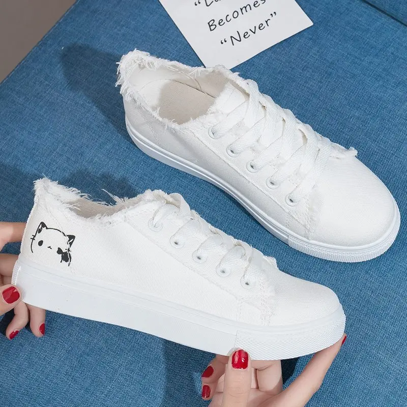 

Versatile White Shoes Women's Autumn 2019 New Style Korean-style Breathable Flat Single Canvas Shoes Student Leisure Board Shoe