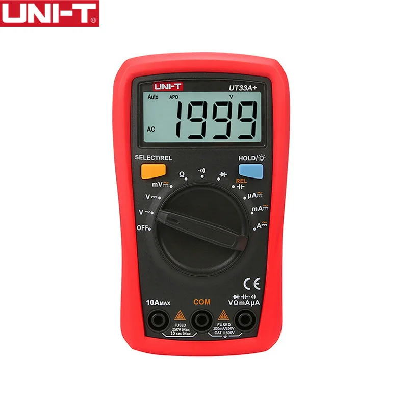 

UNI-T Digital Multimeter UT33A+ Auto Range Voltage Current Resistance Measure LCD AC DC +2mF Capacitance NCV Tester Backlight