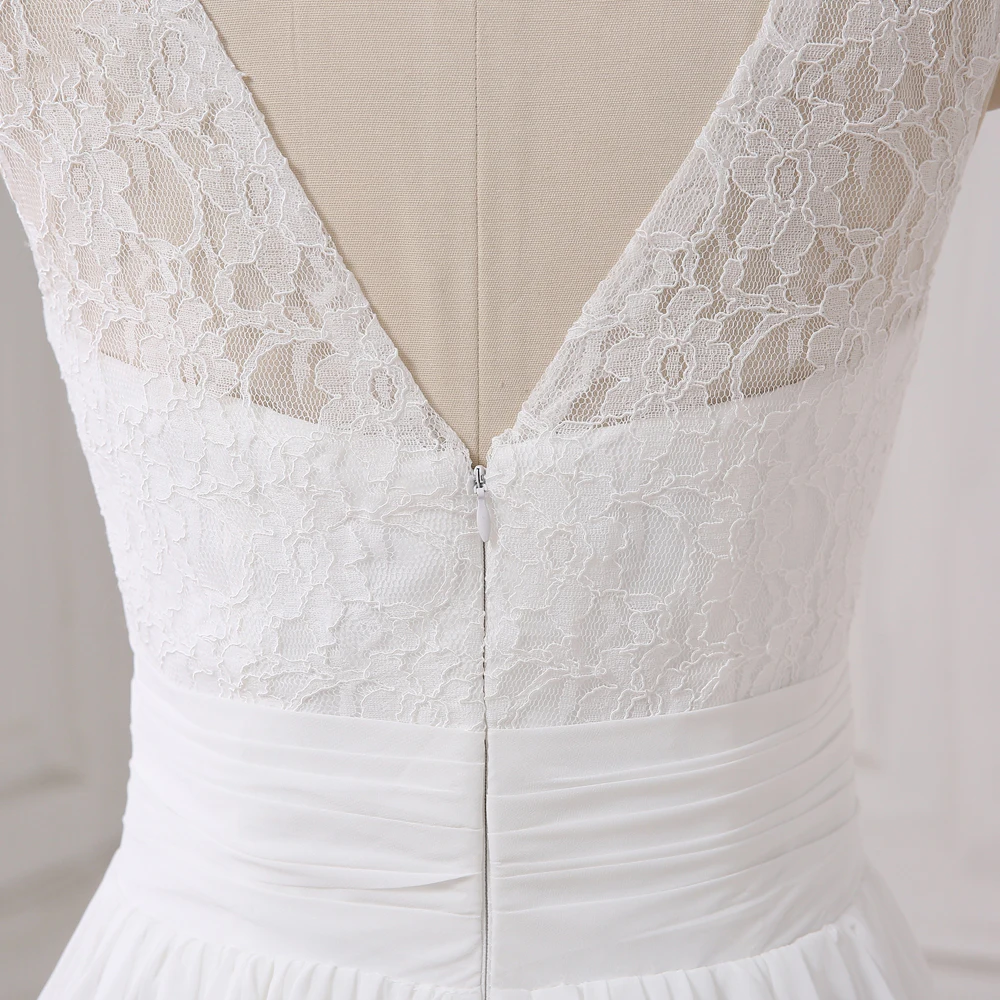 Jiayigong Cheap Chiffon Wedding Dresses Summer Cap Sleeve Beach Wedding Gowns Floor Length Plus Size Bride Dress