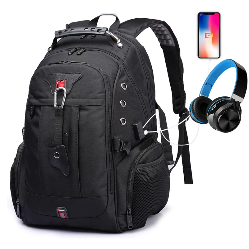 

Men Backpack Large Capacity Multifunction Laptop Bag USB Charging Headphone Port Luggage Casual Schoolbag Travel Backpacks