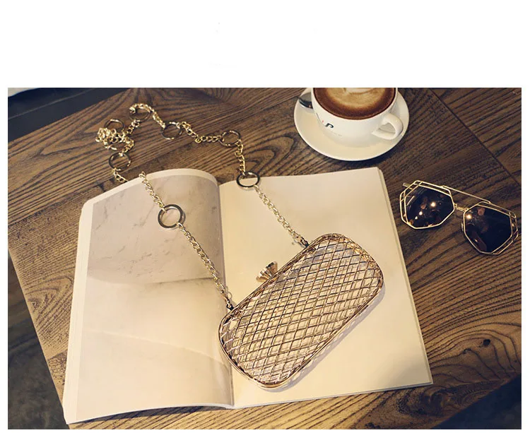 Дизайнерские Для женщин Сумки Bolsas Feminina Ежедневные клатчи вечерняя сумочка; BS010 Мини Свадебный металл свадебная цепочка сумка полые-сумки с гравировкой