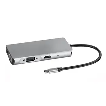 

Type-C To Hdmi 9 In 1 Docking Station Dual Monitor For Apple Computer Accessories For Macbook Adapter