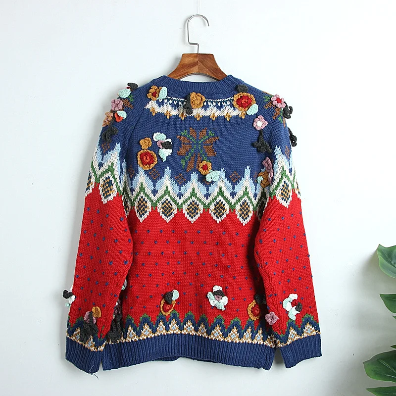 SHENGPALAE 2020 Autumn New Sweater Coat Female Red
