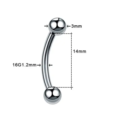 Titanium Eyebrow Banana Piercings Curved Barbell Ring Lip Labret Tongue Piercings Daith Helix Earring Piercings Body Jewelry