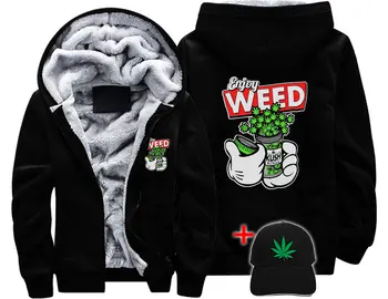 

Fashion weed street hiphop high quality Men women Warm Thick Coat Jacket autumn winter warm velvet Sweatshirt top Hoodie