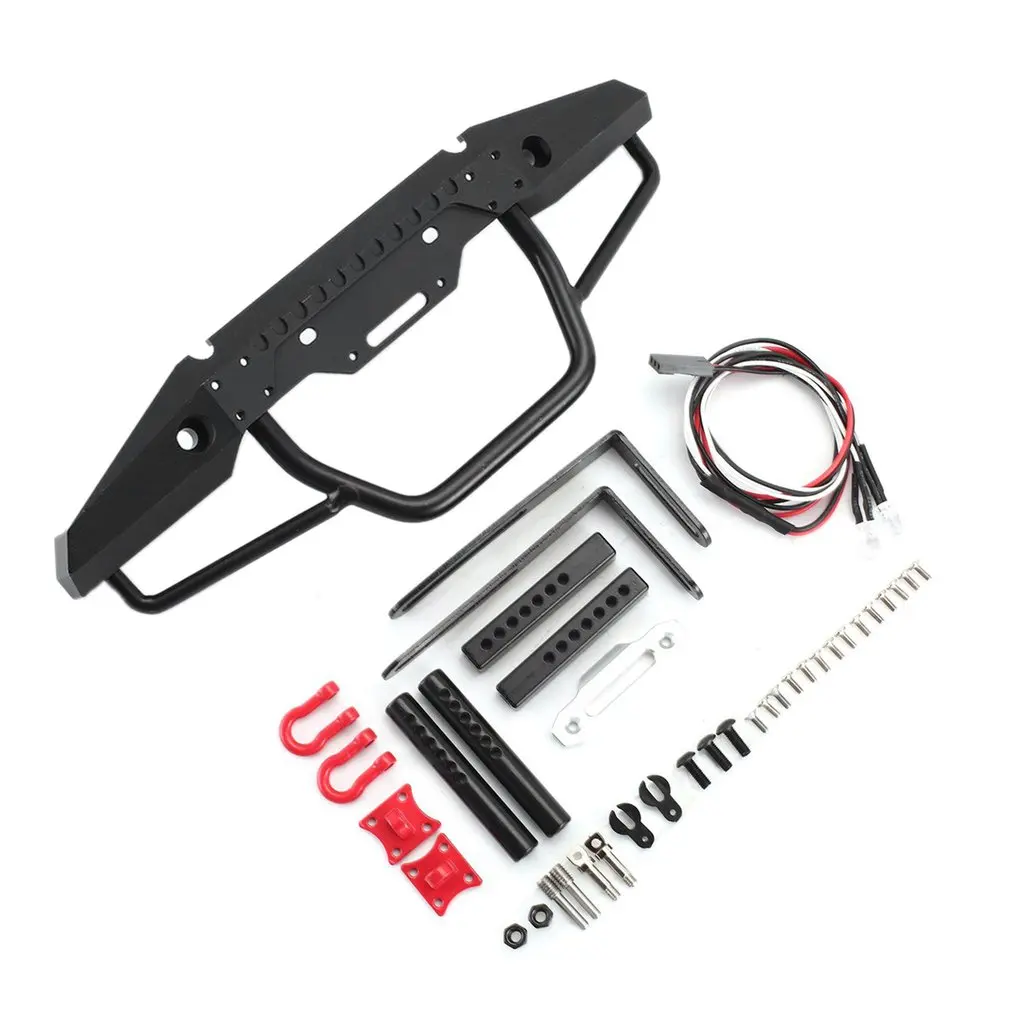 Metal Rear Bumper With 2 Led Lights Hook For RC Car Model Off-road Crawler Traxxas TRX-4 SCX10II 90046 Spare Parts | Игрушки и хобби