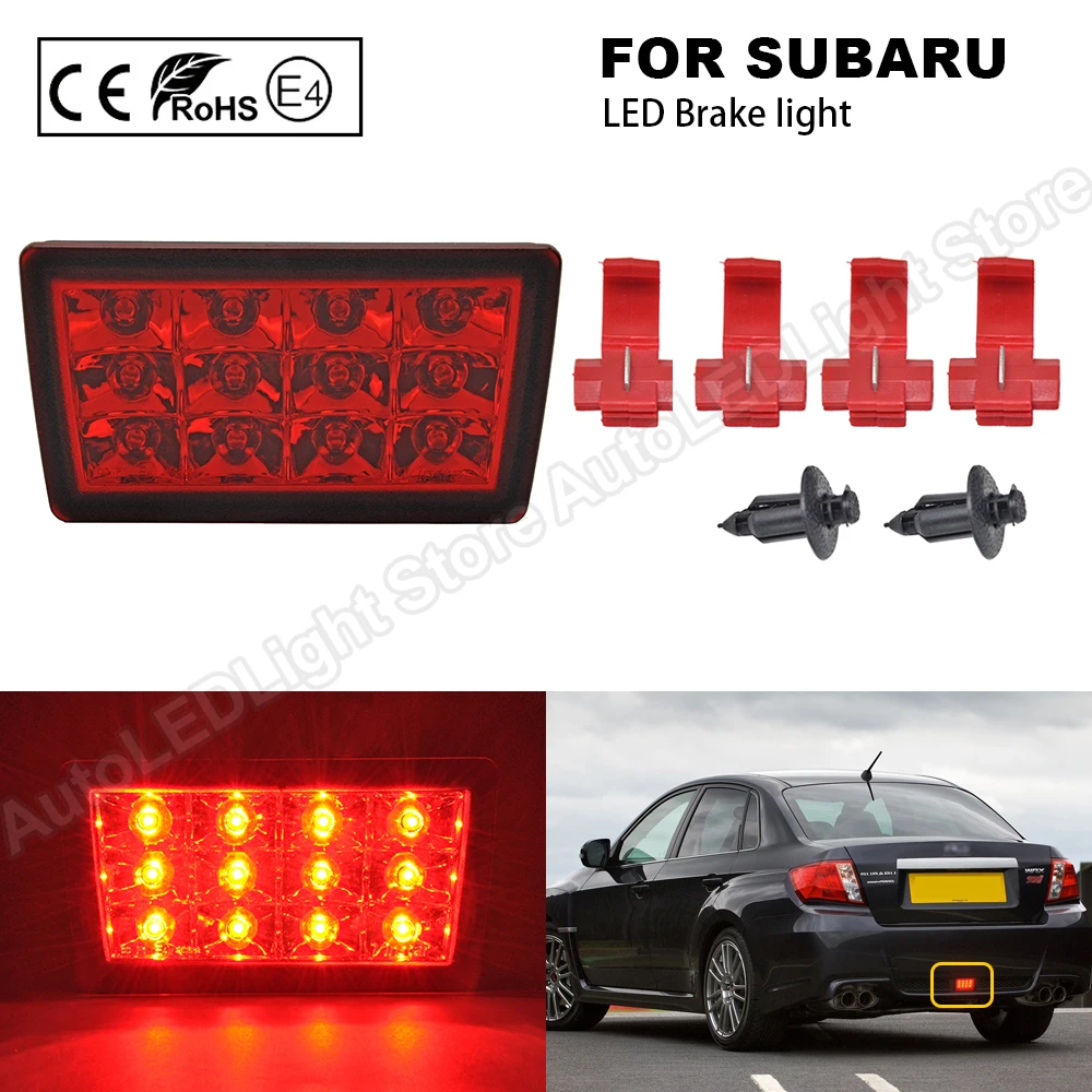 

For Subaru WRX/STi Impreza XV Crosstrek F1 Style strobe LED Rear Fog Light Lamp Tail Brake Light Kit Red lens 12V Red Light