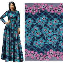 Цветочные из Анкары и Нигерии напечатаны настоящая ткань из восковой ткани 6 ярдов Африканский голландский подлинный ткань из восковой ткани для свадебного платья костюм