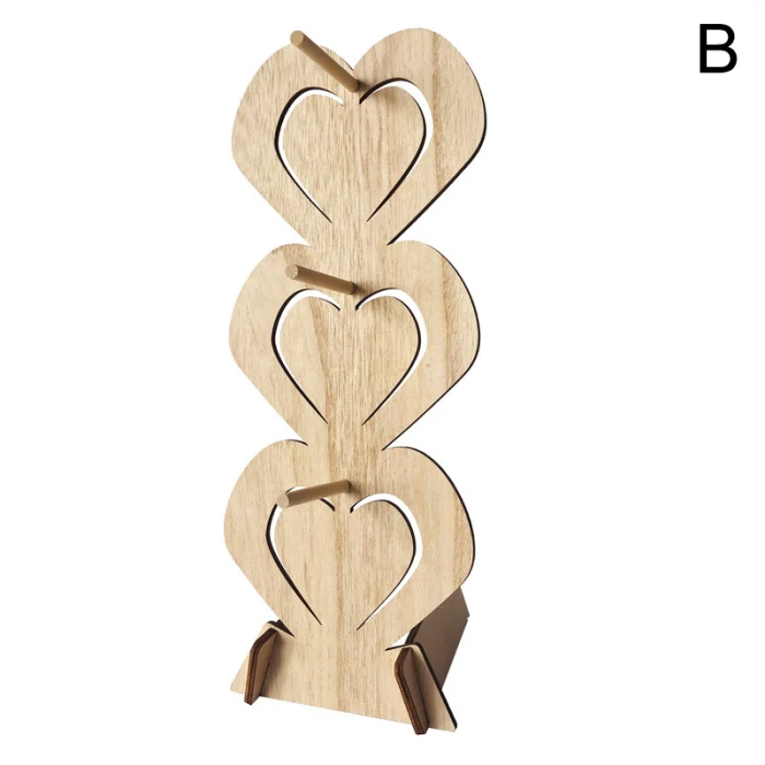 Hot Wooden Donut Stands Heart-shaped Holder for Wedding Birthday Party Donuts Display Corner Decoration FQ-ing
