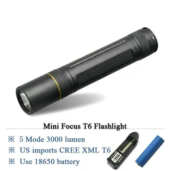

Mini T6 LED Pocket Light Black 3000 Lum 5 Modes High Quality Lanterna Portable LED Flashlight 18650 waterproof Lantern Torch