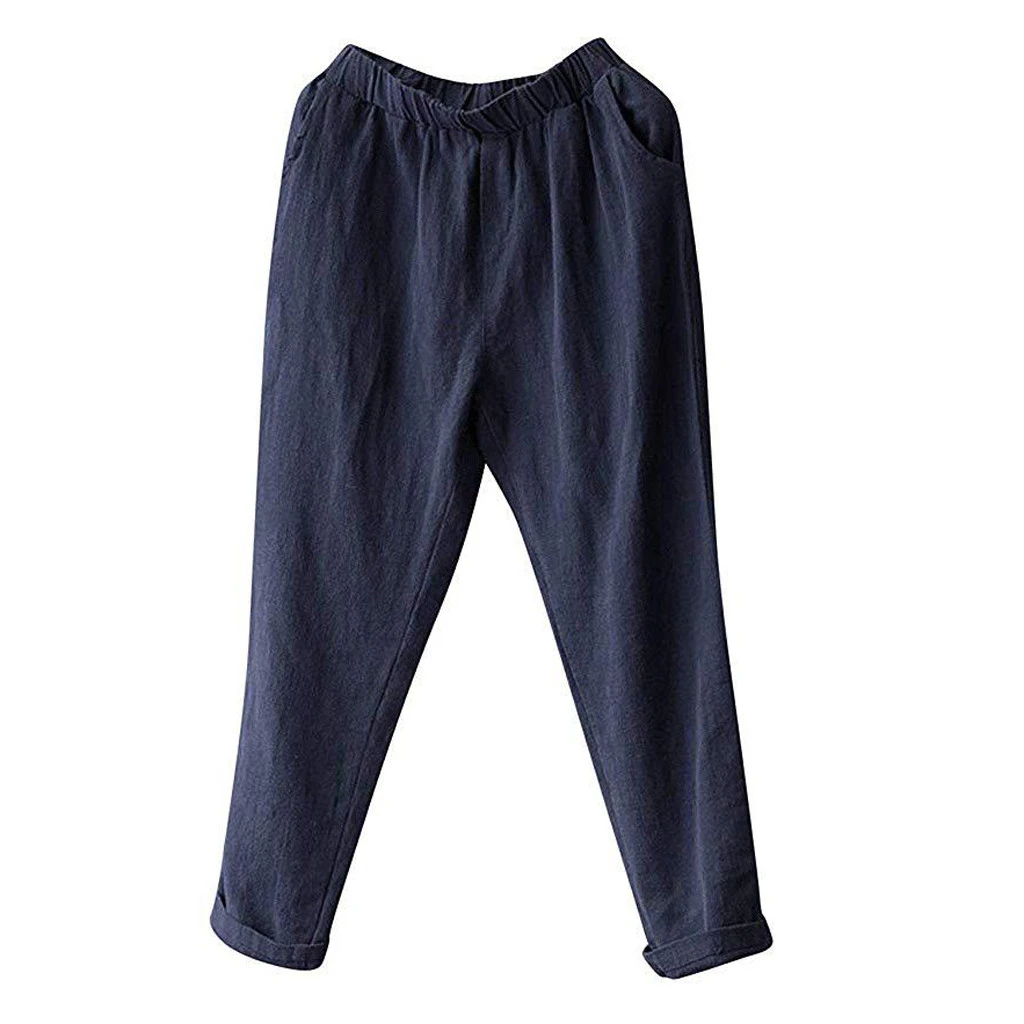 Women Autumn Summer Pants Elastic Waist Harem Shiny Sport Linen Band Pants Winter Joggers Pencil Sport Pants 808