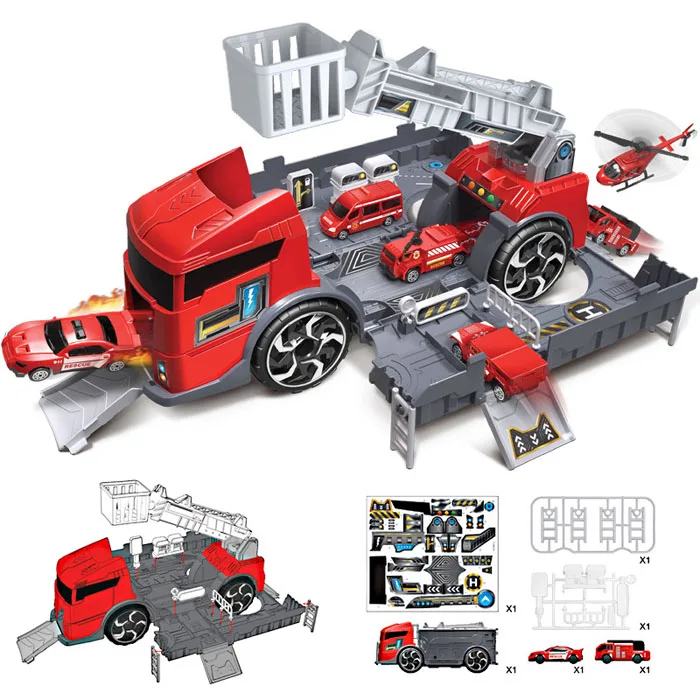 Fire Rescue Новая креативная детская игрушка Автостоянка DIY сборка пожарный грузовик для спасения инженерный Комплект Детская коллекционная машинка Модель - Цвет: Fire Rescue