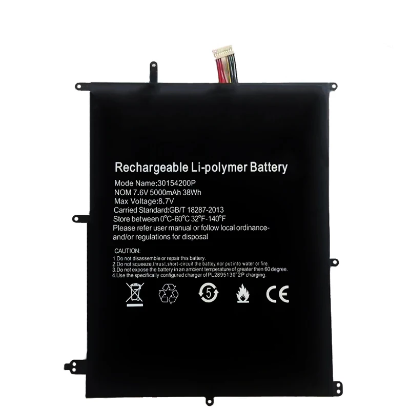 Substituição Portátil Tablet Bateria Notebook Acumulador com 10 Pinos Fio Plug Novo 3.8v 5000mah 30154200p Hw37154200 Bateria e energia extra p/ tablet - Imagem 2