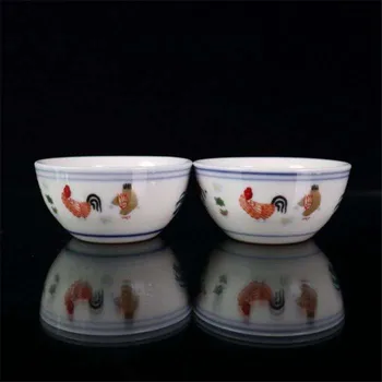 

A Set 10 Pcs Tea Set Fighting Color Pattern Golden Rooster Happy Family Pattern Jingdezhen Porcelain Cup Porcelain Teacup Gift