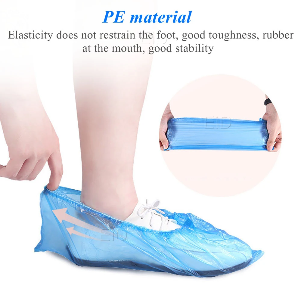 Shoe covers Plastic Waterproof Disposable Shoe Covers Rainy Day Carpet Floor Protector Thick Cleaning Blue Overshoes Protector