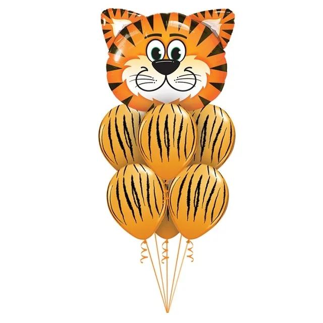7pcs tiger set 7 шт/лот Тигр Зебра Корова животные воздушные латексные шары, гелий для детей подарок на день рождения Декор животное на тему зоопарка поставки игрушки - Цвет: 7pcs tiger set