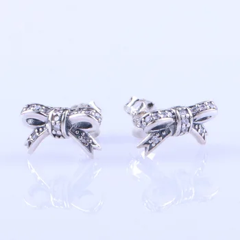 

Original 925 Sterling Silver Bow Earrings Temperament Versatile Silver Colour Bow Earrings Pan Earring For Women Gift Jewelry