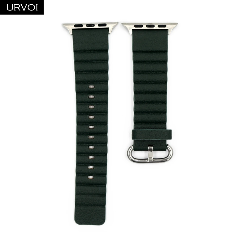 URVOI ремешок для Apple Watch 5 4 3 2 1 pu кожаный ремешок для iWatch 40 44 мм Современная Классическая Пряжка conforatble feel - Цвет ремешка: Dark Teal