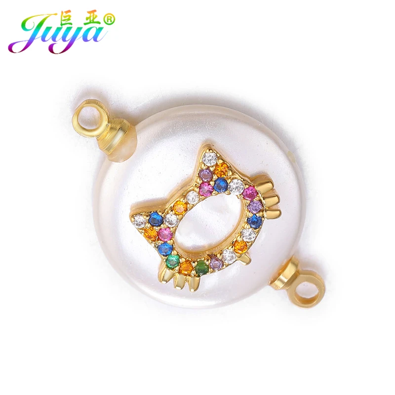 Gold Juya DIY провода для соединителей кубические циркониевые амулеты ракушка жемчуг Разъемы аксессуары для женщин серьги браслет Изготовление - Цвет: Gold