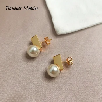 

Timeless Wonder Glam Glass Pearl Geo Ball Stud Earrings Women Jewelry Fancy Gothic Boho Designer Top Rare Punk Ins Gift New 6392