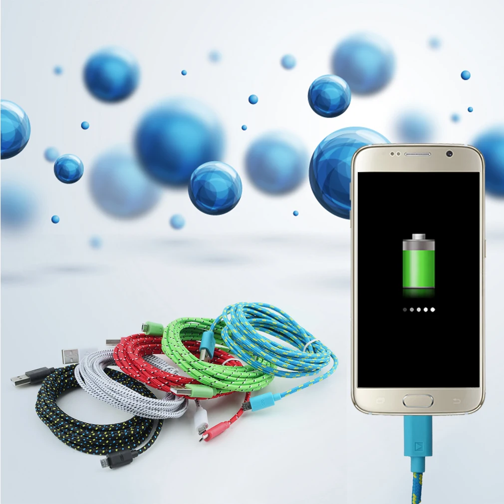 3 метра 10 футов Плетеный проводной с микро-usb кабель синхронизации нейлоновые тканые шнуры зарядного устройства подходит для samsung Galaxy S3 S4 S6