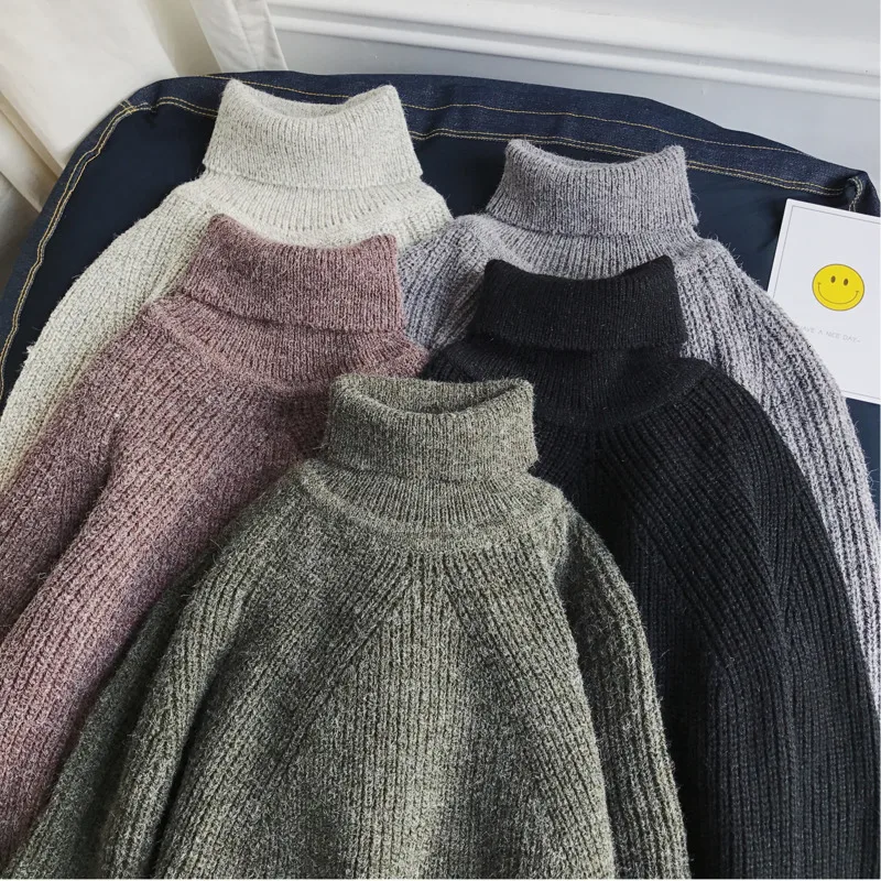 Winter Thicken Turtleneck Sweater Men Warm Fashion Solid Color Casual Knit Sweaters Man Loose Long Sleeve Sweater Men Clothes Winter Thicken Turtleneck Sweater Men Warm Fashion Solid Color Casual Knit Sweaters Man Loose Long Sleeve Sweater Men Clothes