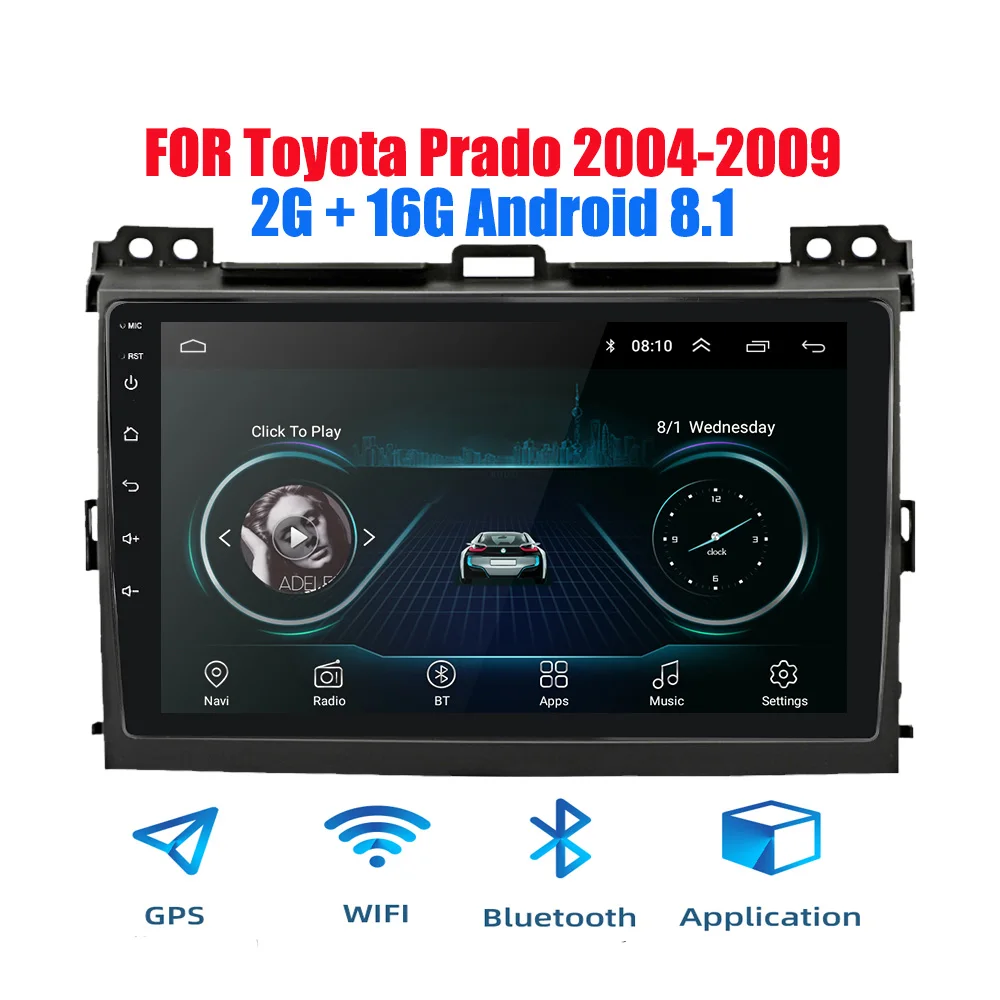 Android 8(2G) Threecar 2din Android 9 Ouad Core PX6 Автомагнитола стерео для Toyota Land Cruiser Prado 2003-2009 gps Navi Аудио Видео плеер Wifi - Цвет: Android 8(2G)