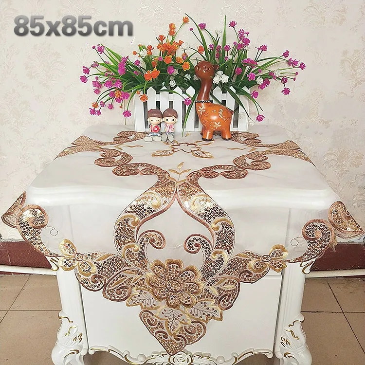 Квадратная европейская роскошная кружевная скатерть с вышивкой, мебель, Электрический пылезащитный чехол, ткань для рождественской свадьбы, Tapete Nappe