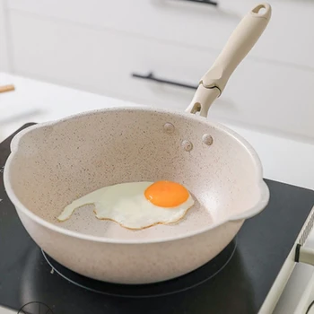 

Maifan Stone Pan Non-Stick Pan Induction Cooker Home Cooking Pot Deep Frying Pan Wok 24cm Without Cover