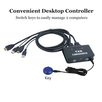 

2-port HDMI KVM switch with cable extension to 50 meters EL-21UHC switch built-in cable 4K resolution supports various USB devic
