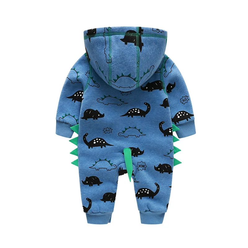 

New Blue Color Dinosaur Hoodie Hooded Onesie Romper Men And Women Baby out Clothes Crawling Clothes Bh8027