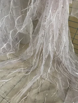 

nice looking feather embroidery tulle mesh lace fabric Cyndi-56.6805 with good quality for party dress