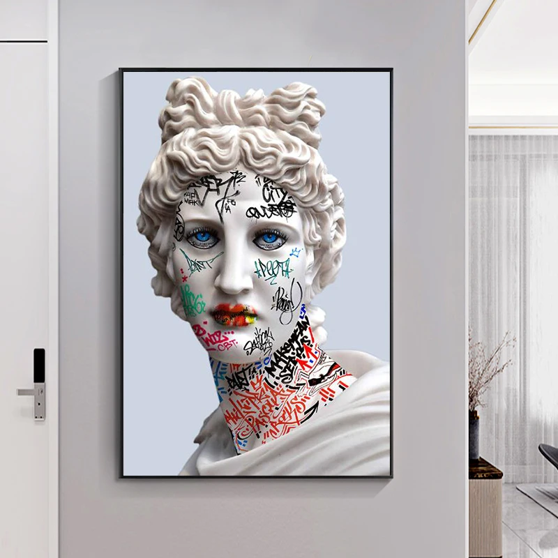 Vaporwave Sculpture of Apollyon Graffiti Art Paintings on The Wall Art Posters and Prints Funny Modern Art of Apollyon Pictures
