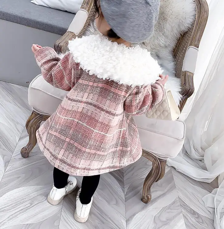 Зимняя одежда для маленьких девочек Утепленные зимние платья для девочек Новинка года, детское платье в клетку Милая одежда для малышей Детский костюм