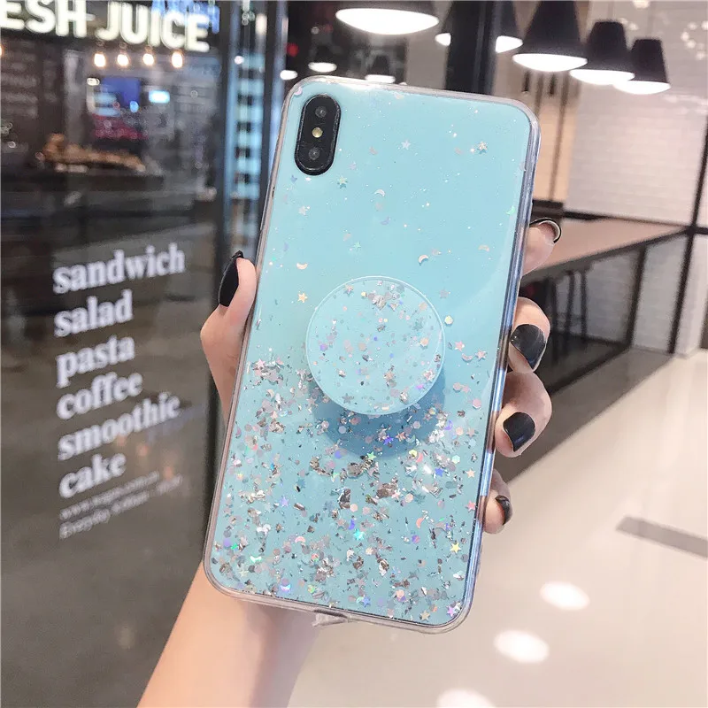 Kuutti розовый синий блестящий палец кольцо держатель телефона чехол для iPhone 6 6s 7 8 Plus X XR XS Max чехлы Чехол для iPhone 7 Plus