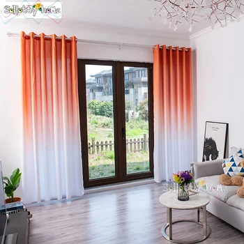 

1PC Modern Curtain Home Textile Living Room Window Fabric Orange Pink Gradient Luxury Window Curtain New Fashion