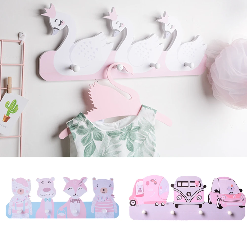 Easy Install Hanging Decoration Wide Use Kids Room Clothes Hook Multifunction Cartoon Bedroom Bathroom Wooden Home Wall Mount