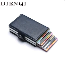 Rfid Blocking Protection Men id Credit Card Holder Wallet Leather Metal Aluminum Business Bank Card Case CreditCard Cardholder