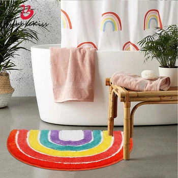 

Bubble Kiss Simple Style Carpet Rainbow Semicircle Art Rug Bathroom Absorbent Door Floor Mat Carpets For Bedroom Decor Area Rugs